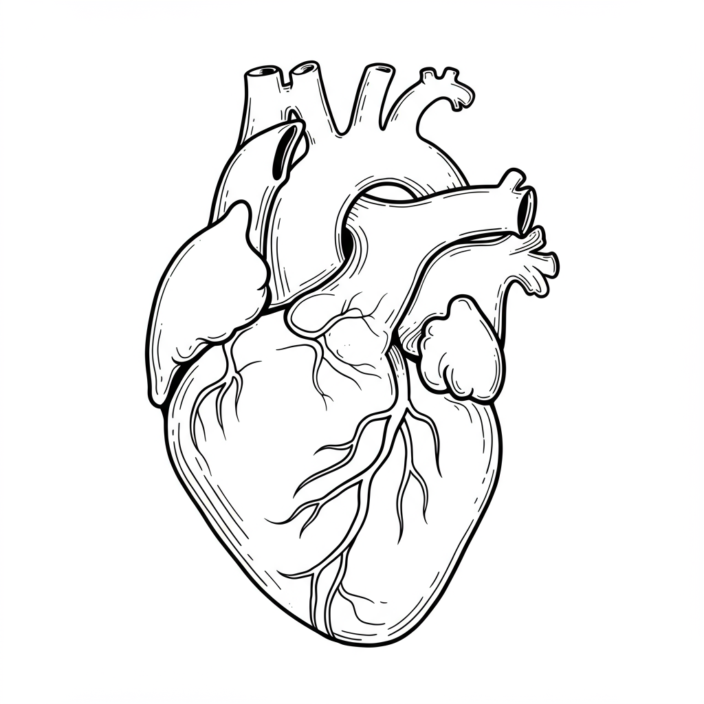 heart detailed coloring page