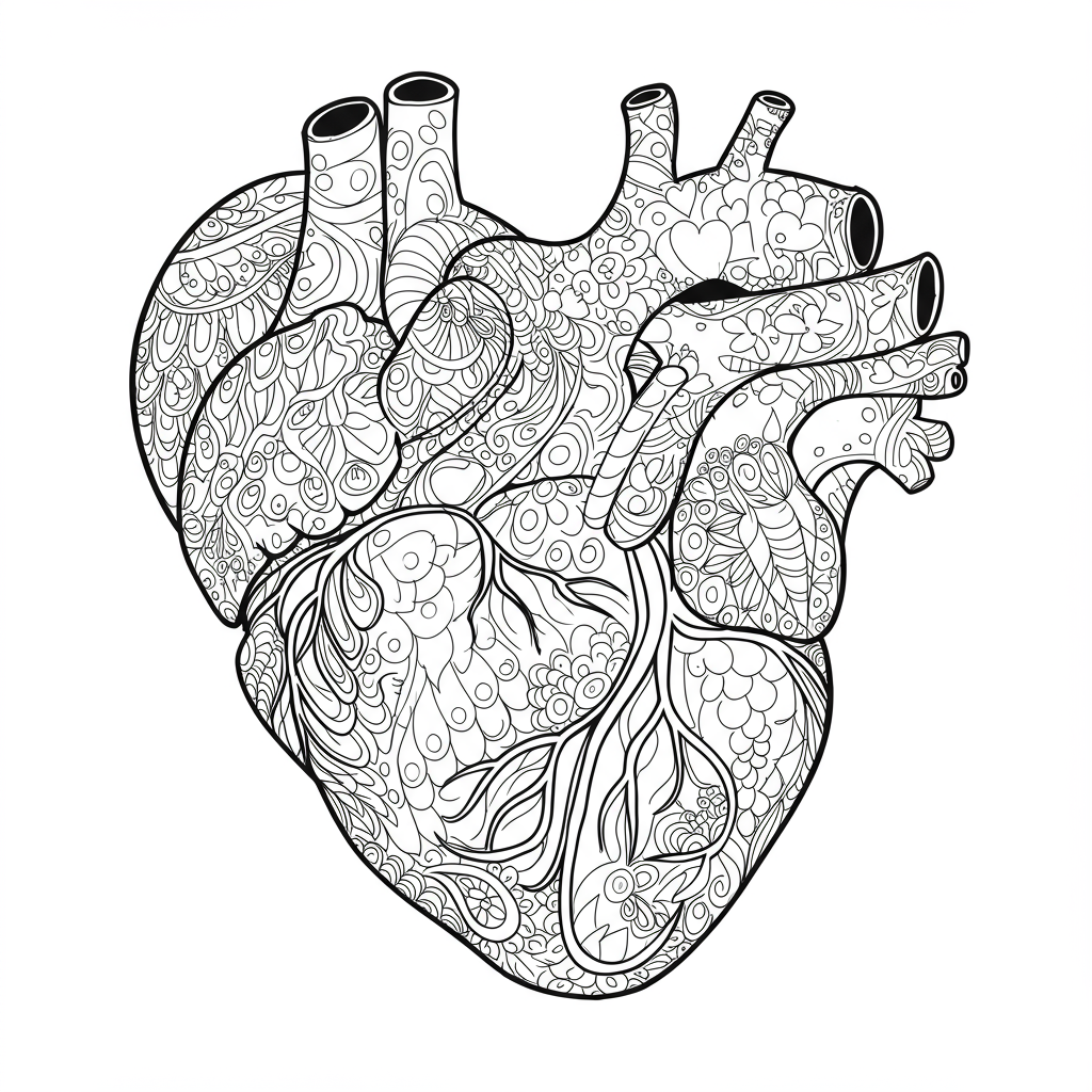 heart detailed coloring page