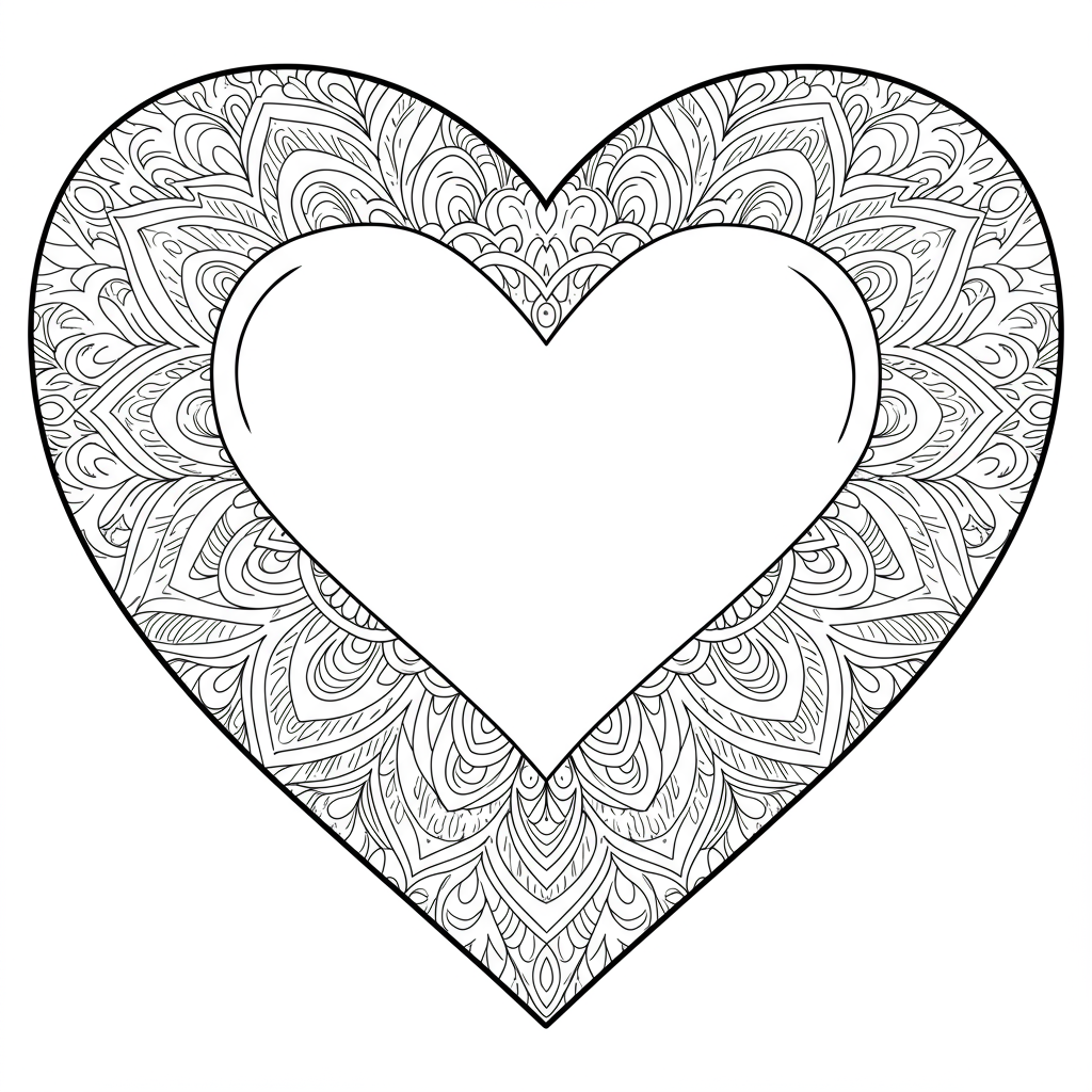 heart mandala coloring page