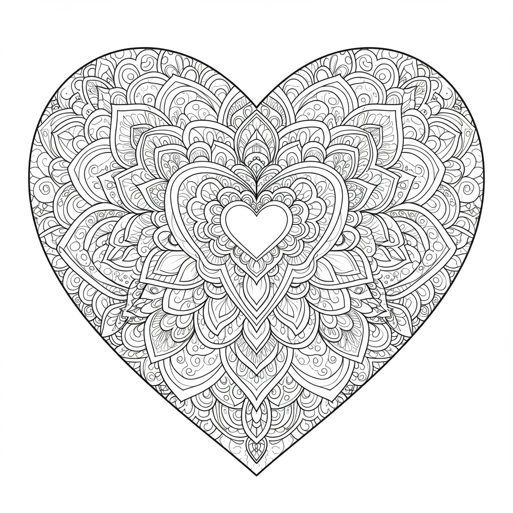 heart mandala coloring page