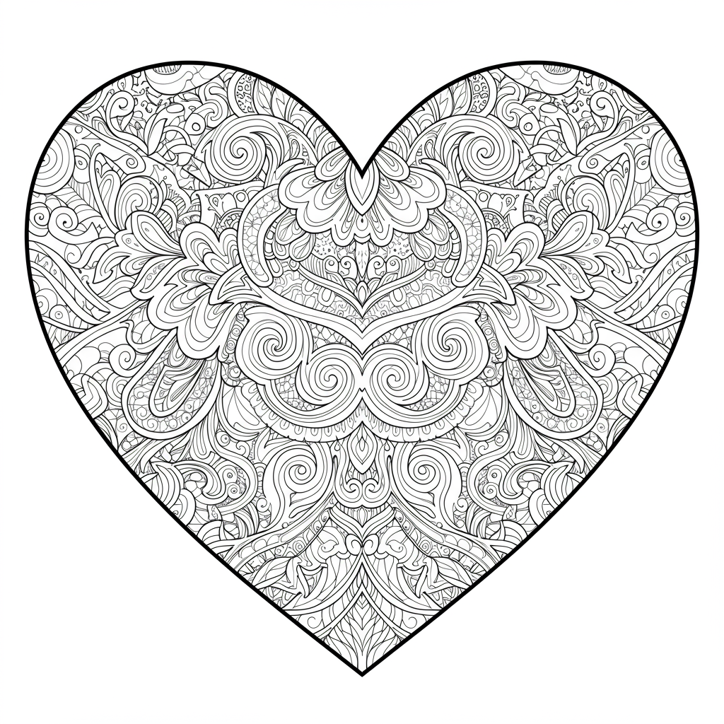 heart pattern coloring page