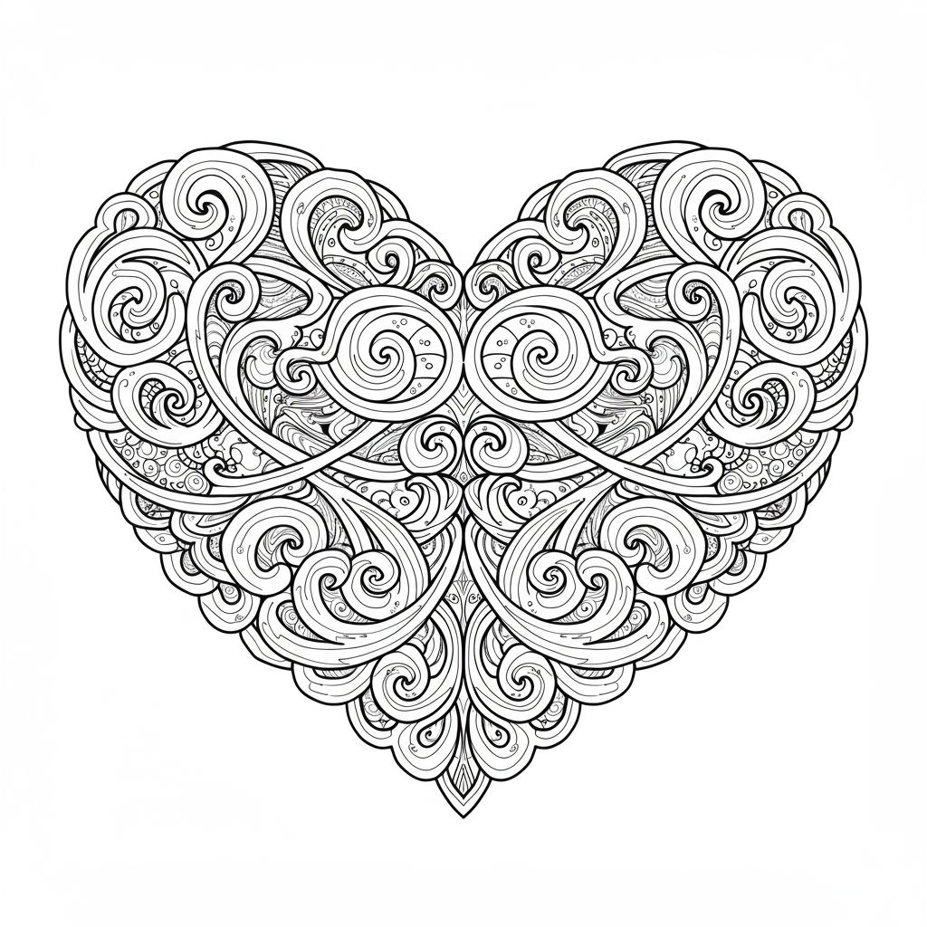 heart pattern coloring page