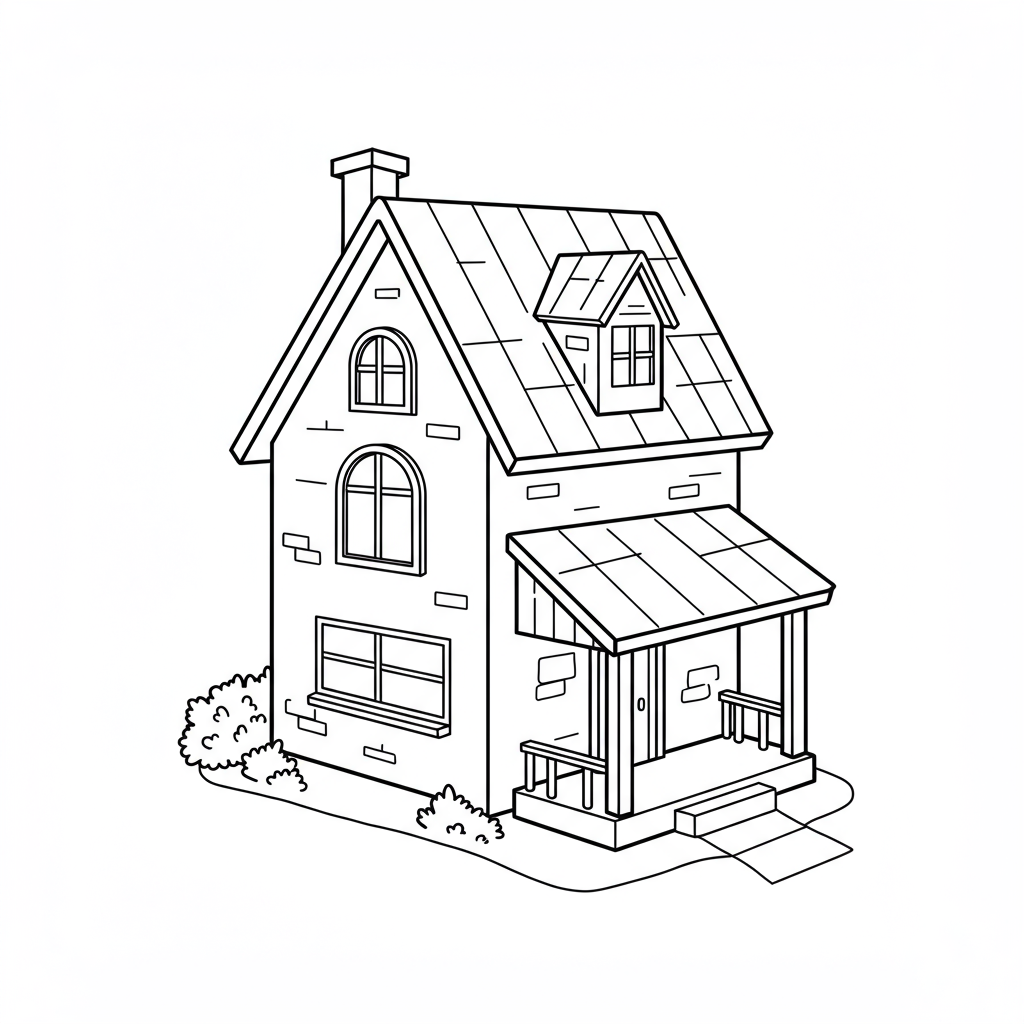 house cute coloring page