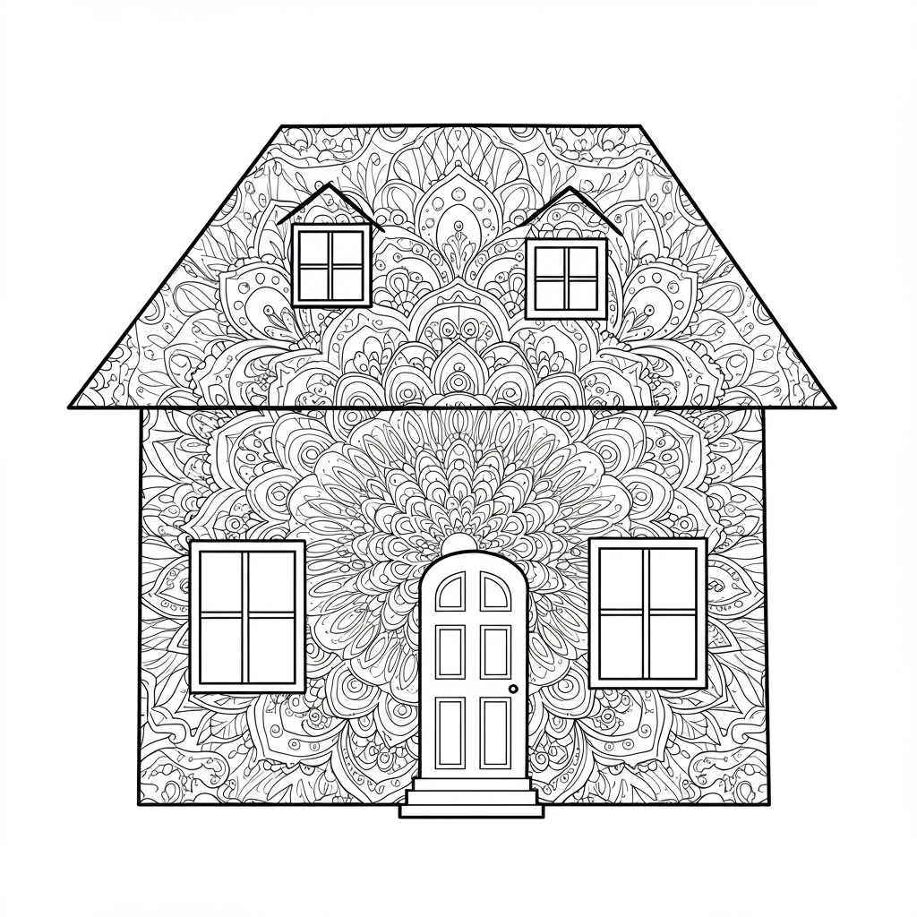 house mandala coloring page