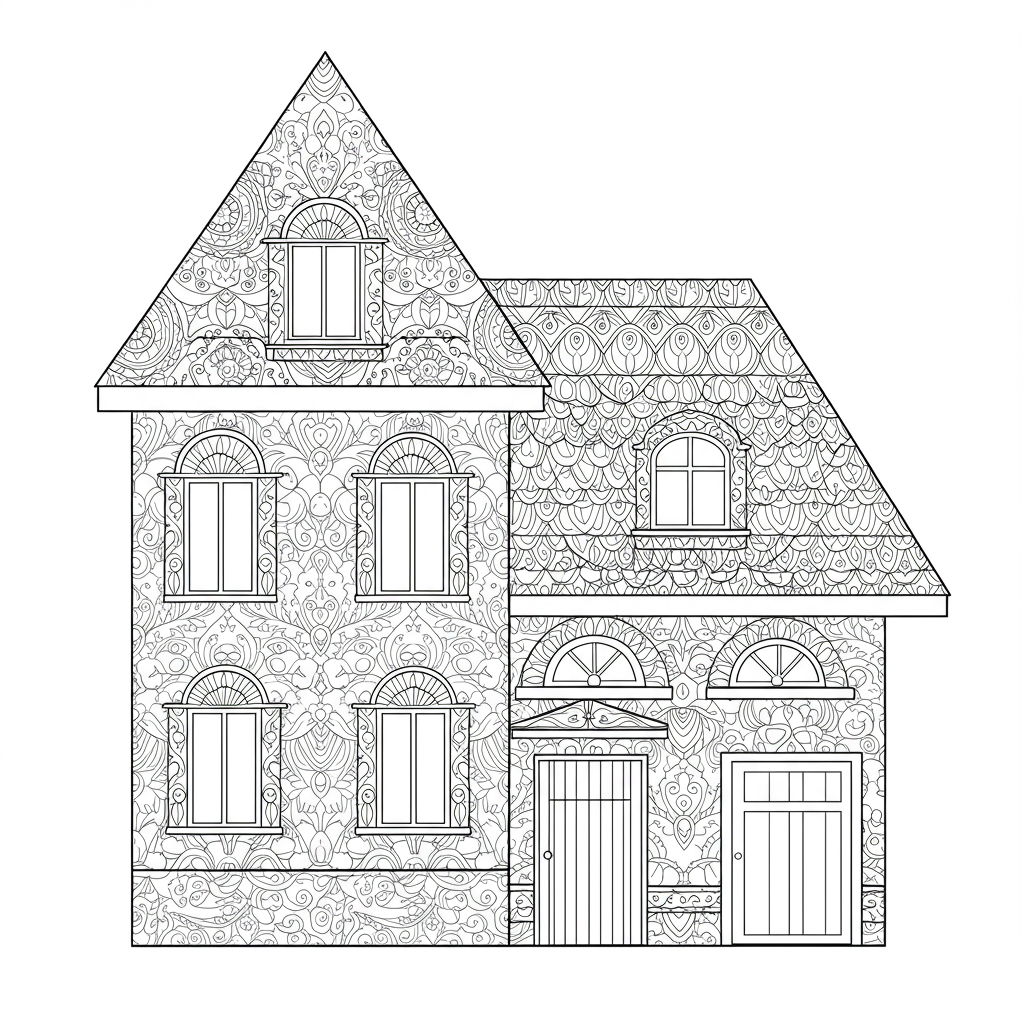 house pattern coloring page