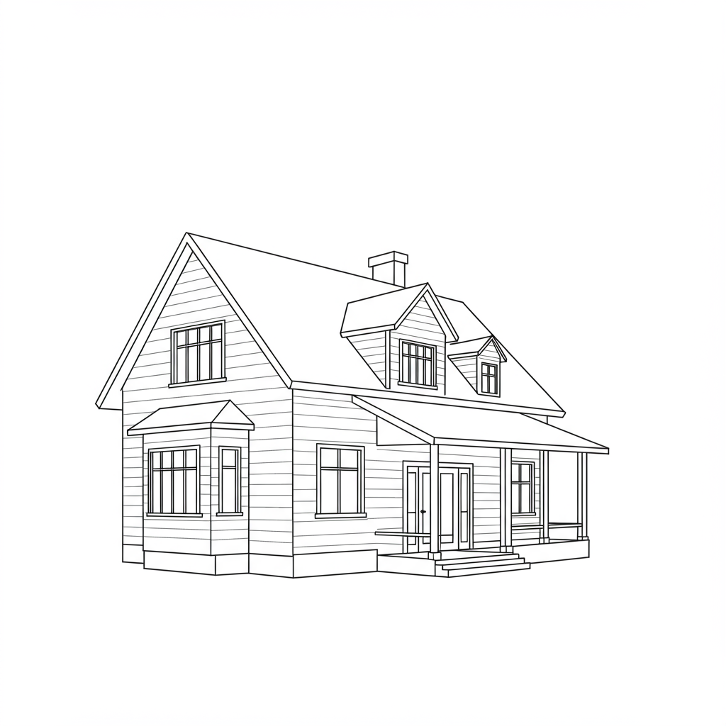 house portrait coloring page