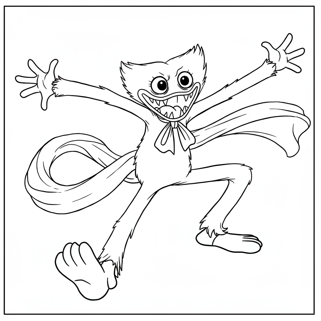 huggy wuggy action coloring page