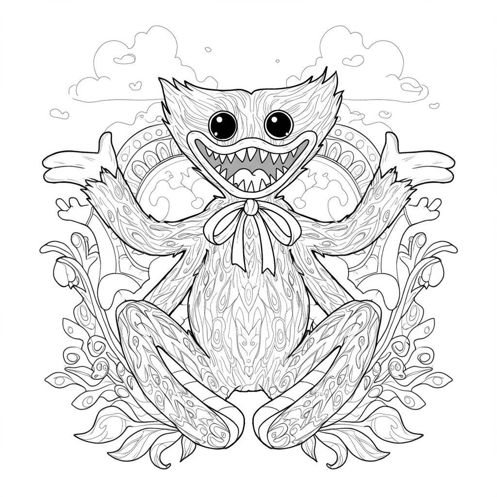 huggy wuggy decorative coloring page
