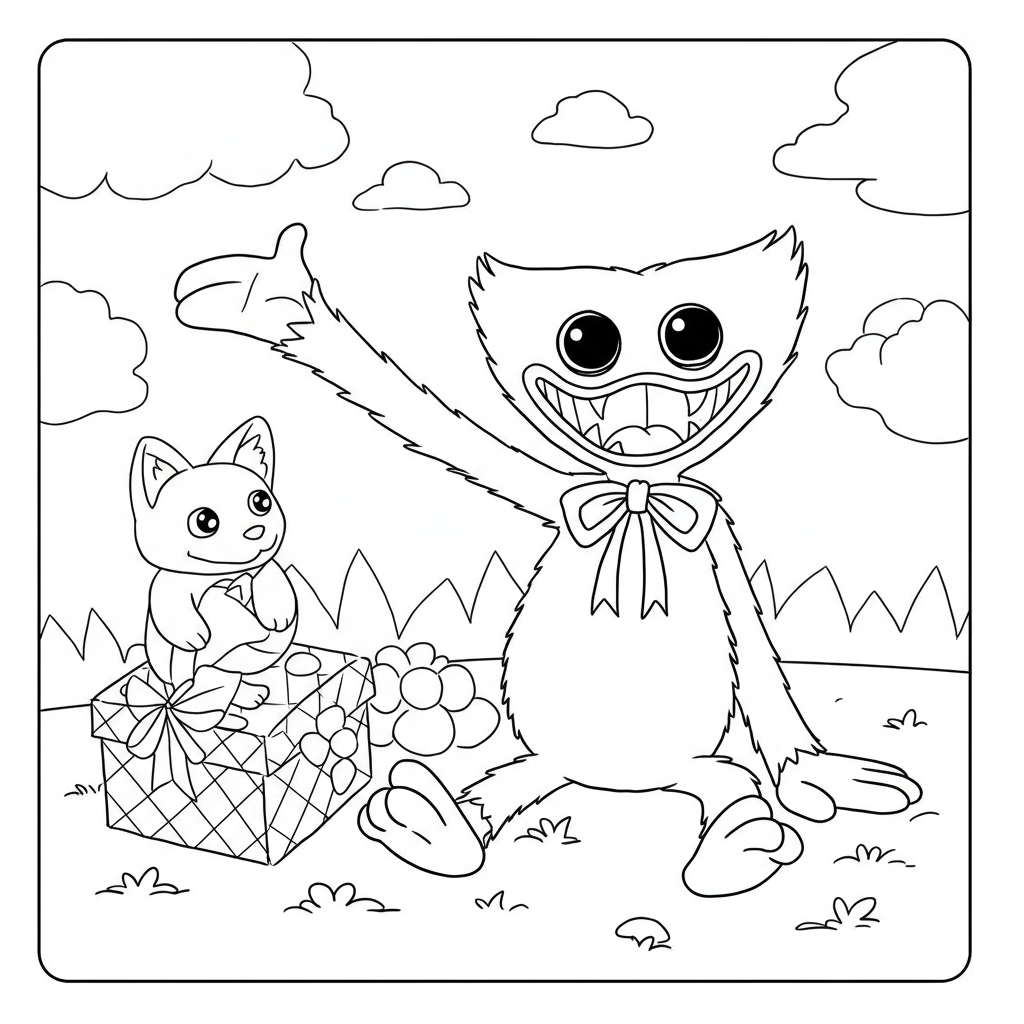 huggy wuggy easy coloring page