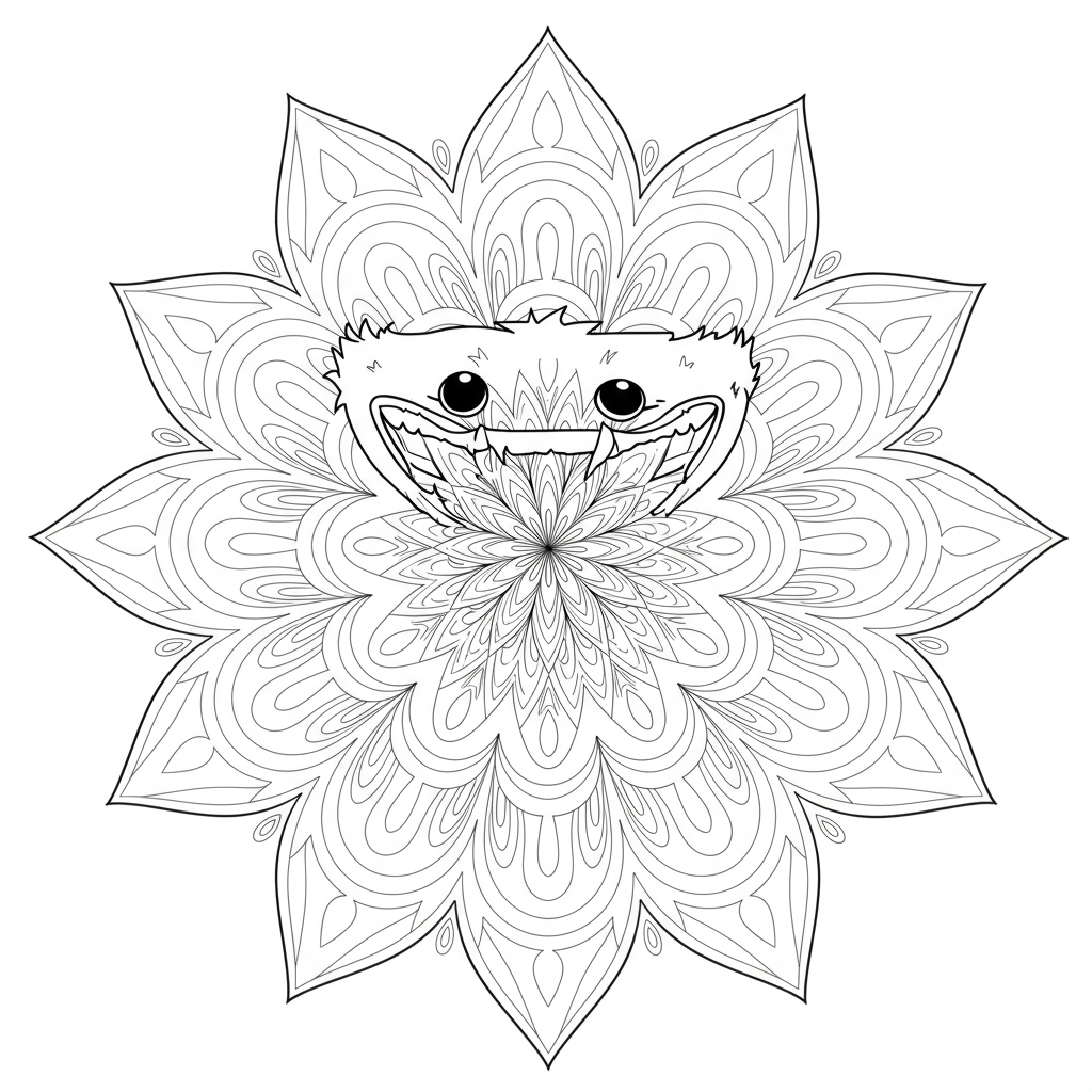 huggy wuggy mandala coloring page