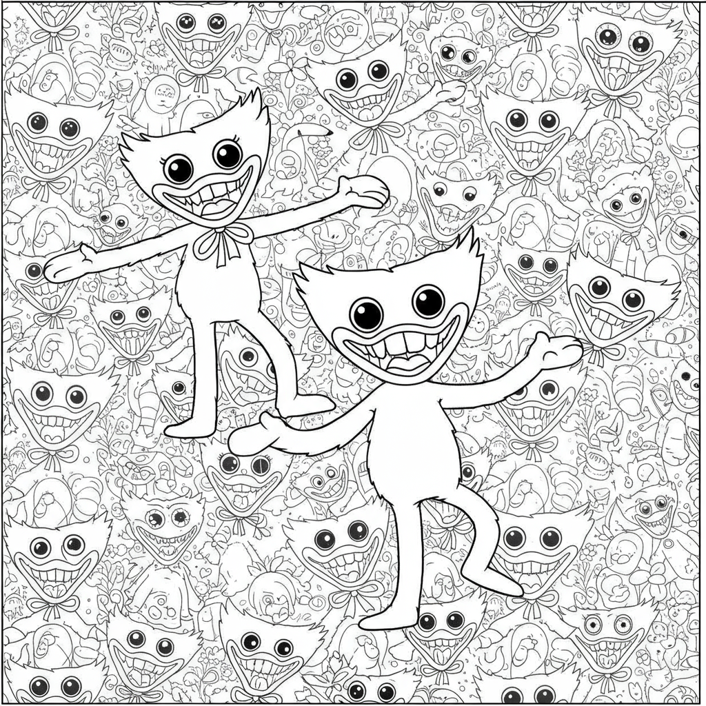 huggy wuggy pattern coloring page