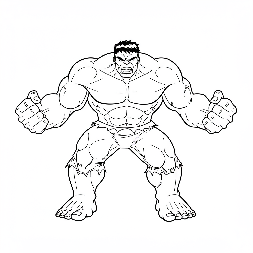 página para colorir simples do incrível hulk