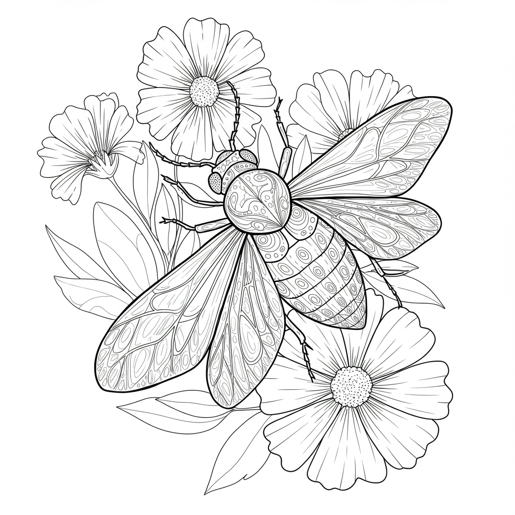 insect flowers coloring page