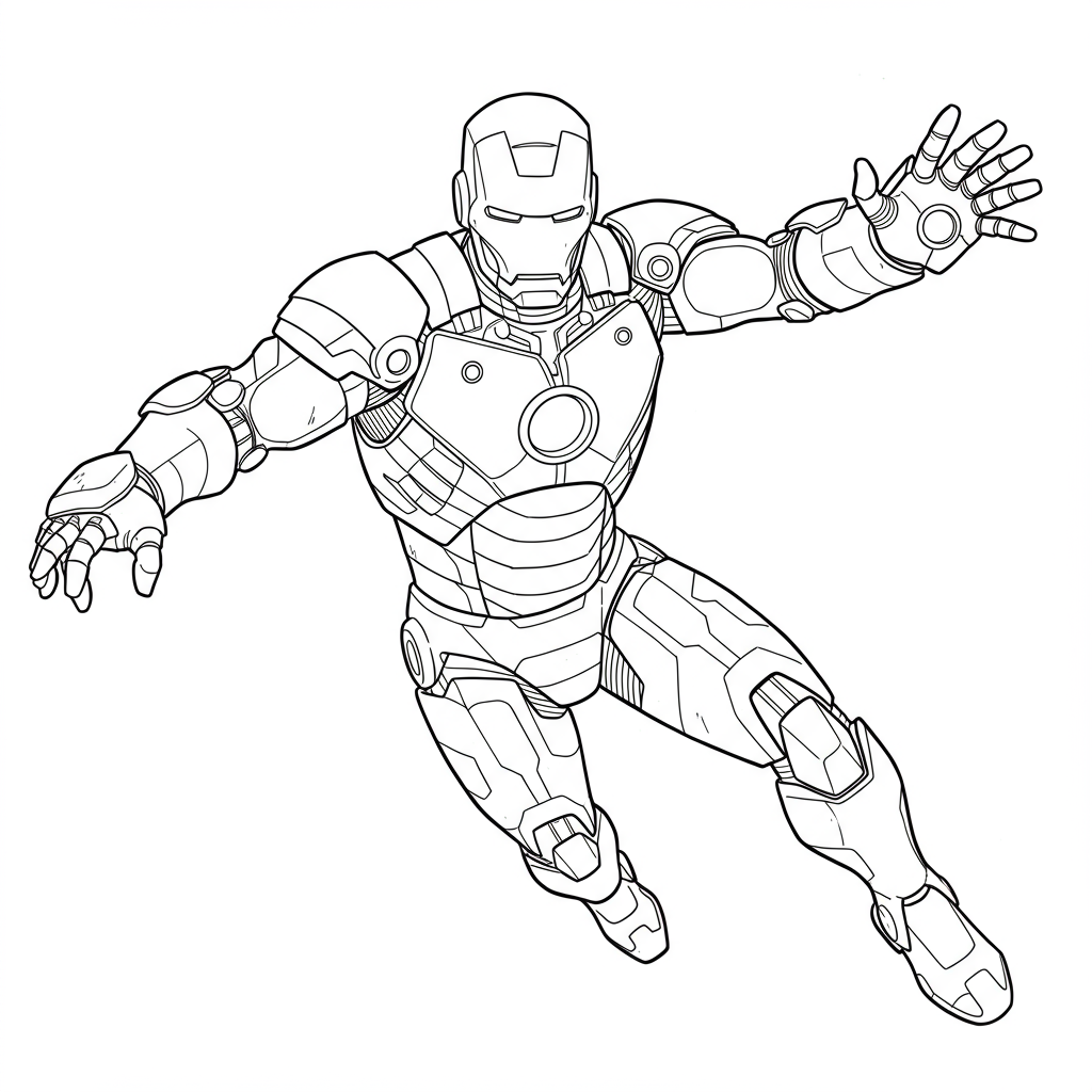 dibujo para colorear de iron man en acción