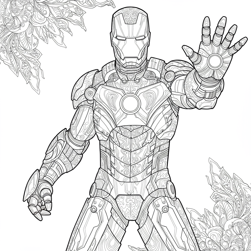 dibujo para colorear de iron man decorativo