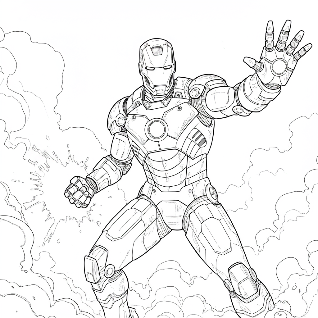 dibujo para colorear de iron man detallado