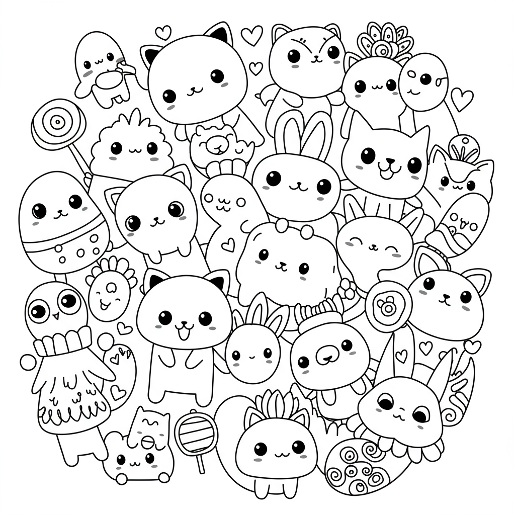 kawaii soyut boyama sayfası