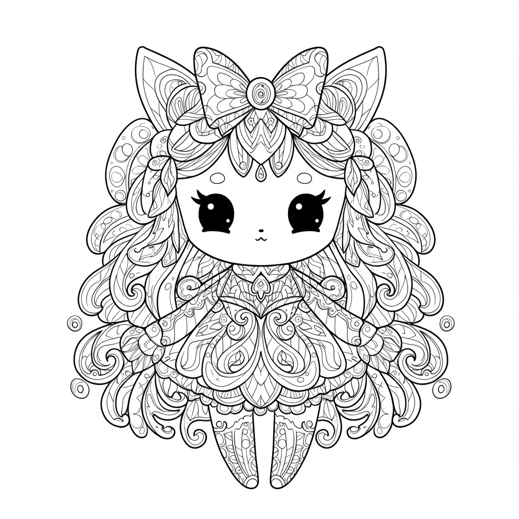 kawaii dekoratif boyama sayfası