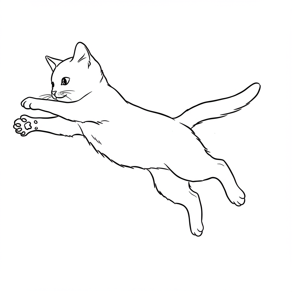 kitten action coloring page