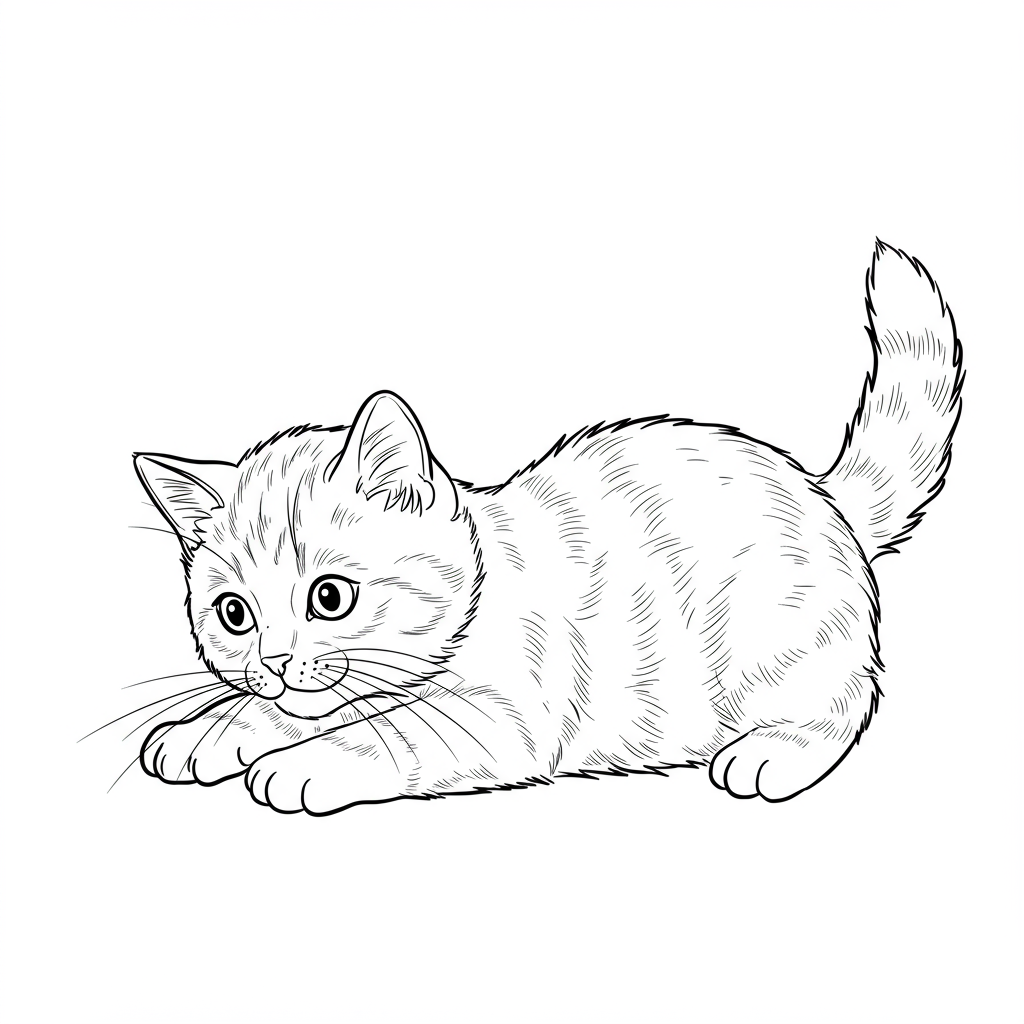 kedi yavrusu detaylı boyama sayfası