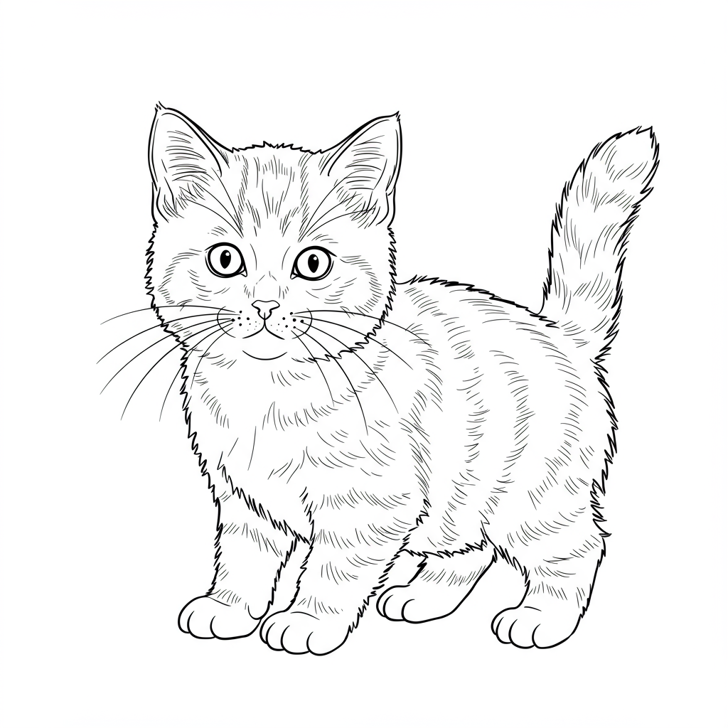 kitten detailed coloring page