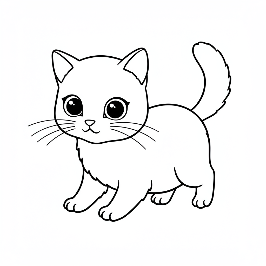 kitten easy coloring page