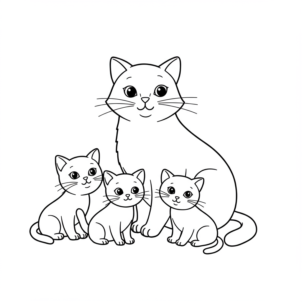 kitten family coloring page