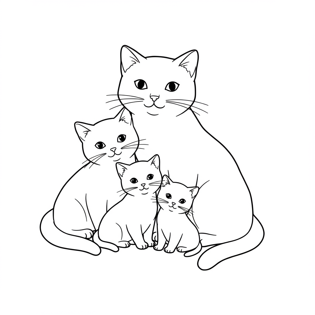 kedi yavrusu aile boyama sayfası