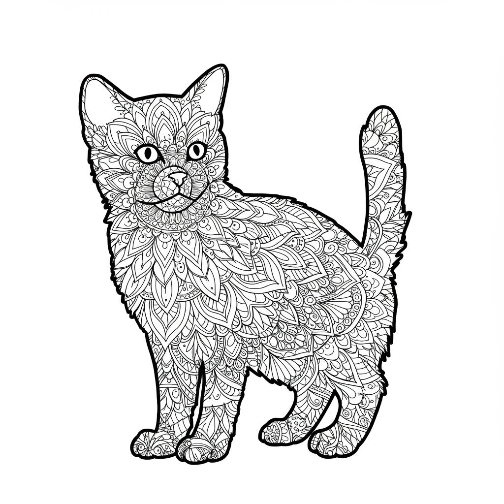 kitten mandala coloring page