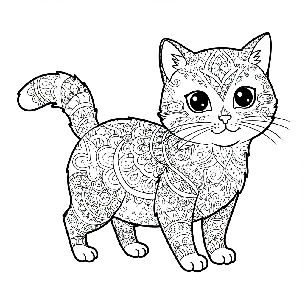 kedi yavrusu desen boyama sayfası