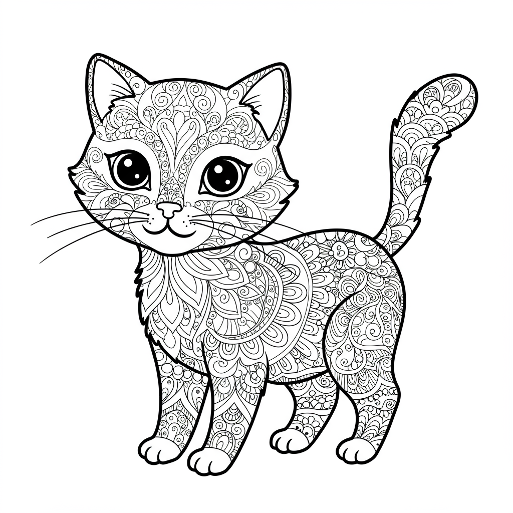 kitten pattern coloring page