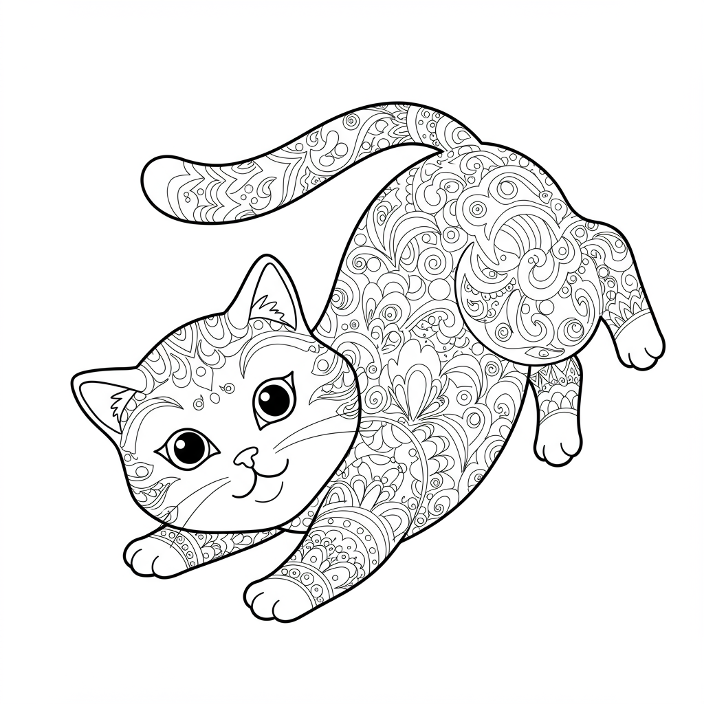 kitty decorative coloring page