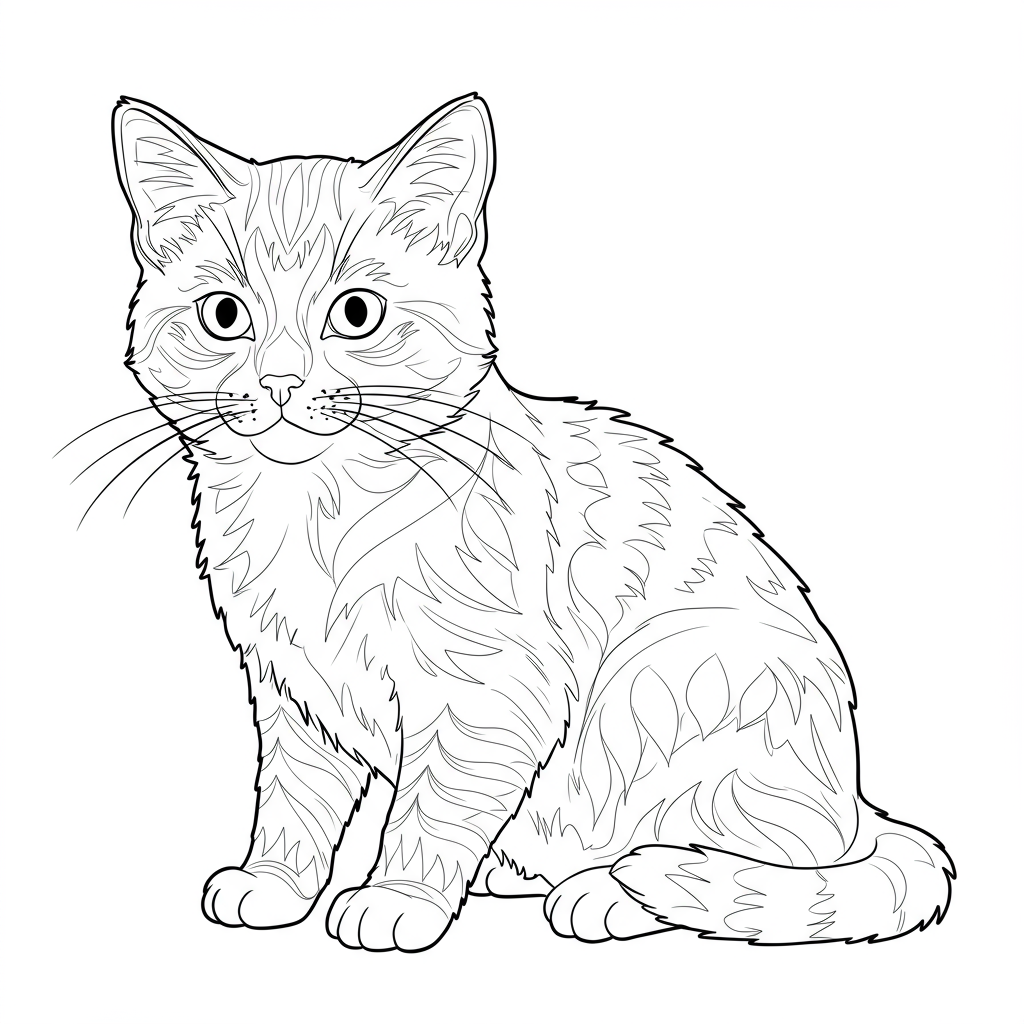 kitty detailed coloring page