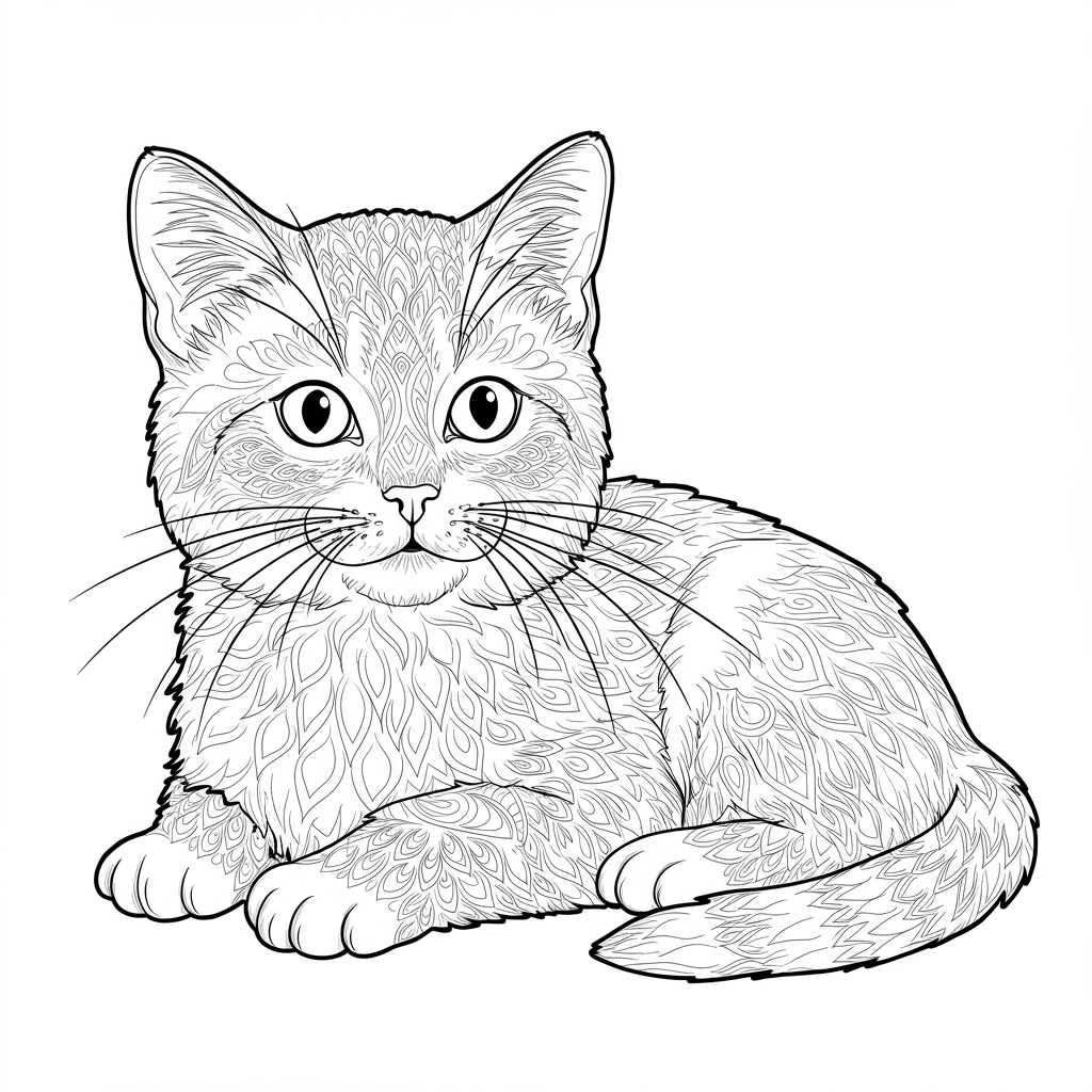 kitty detailed coloring page