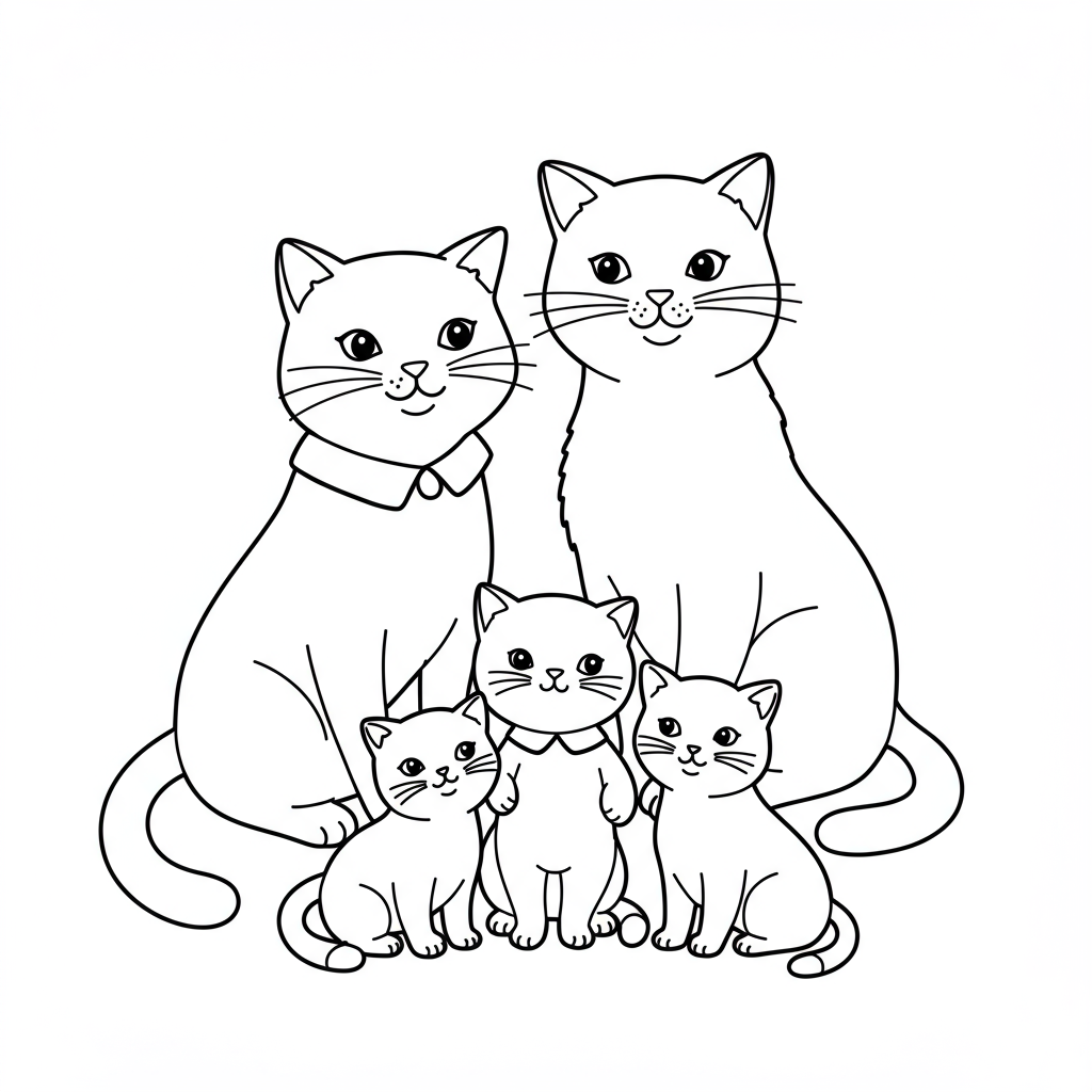 kitty family coloring page