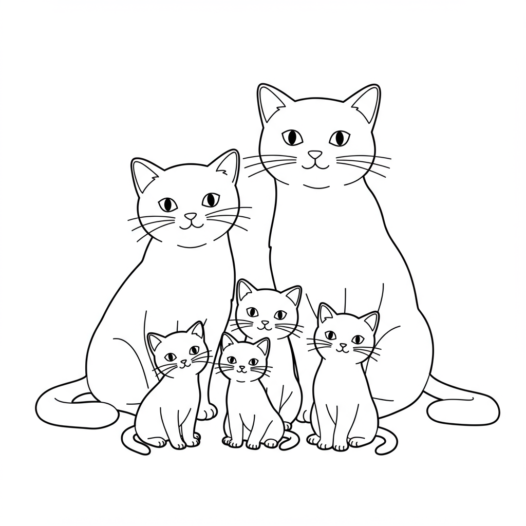 kitty family coloring page