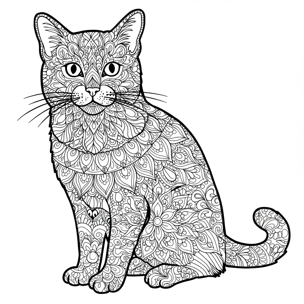 kitty mandala coloring page