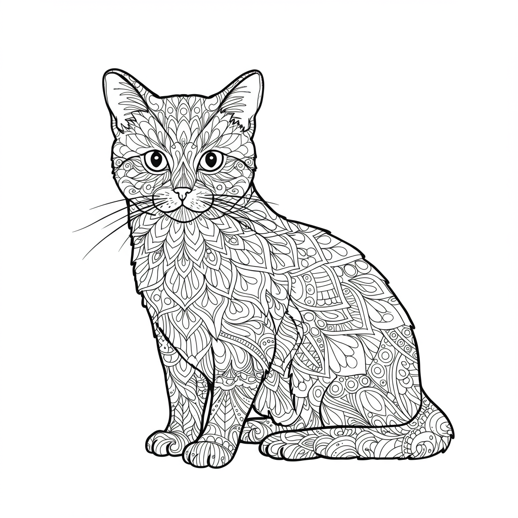 kitty mandala coloring page