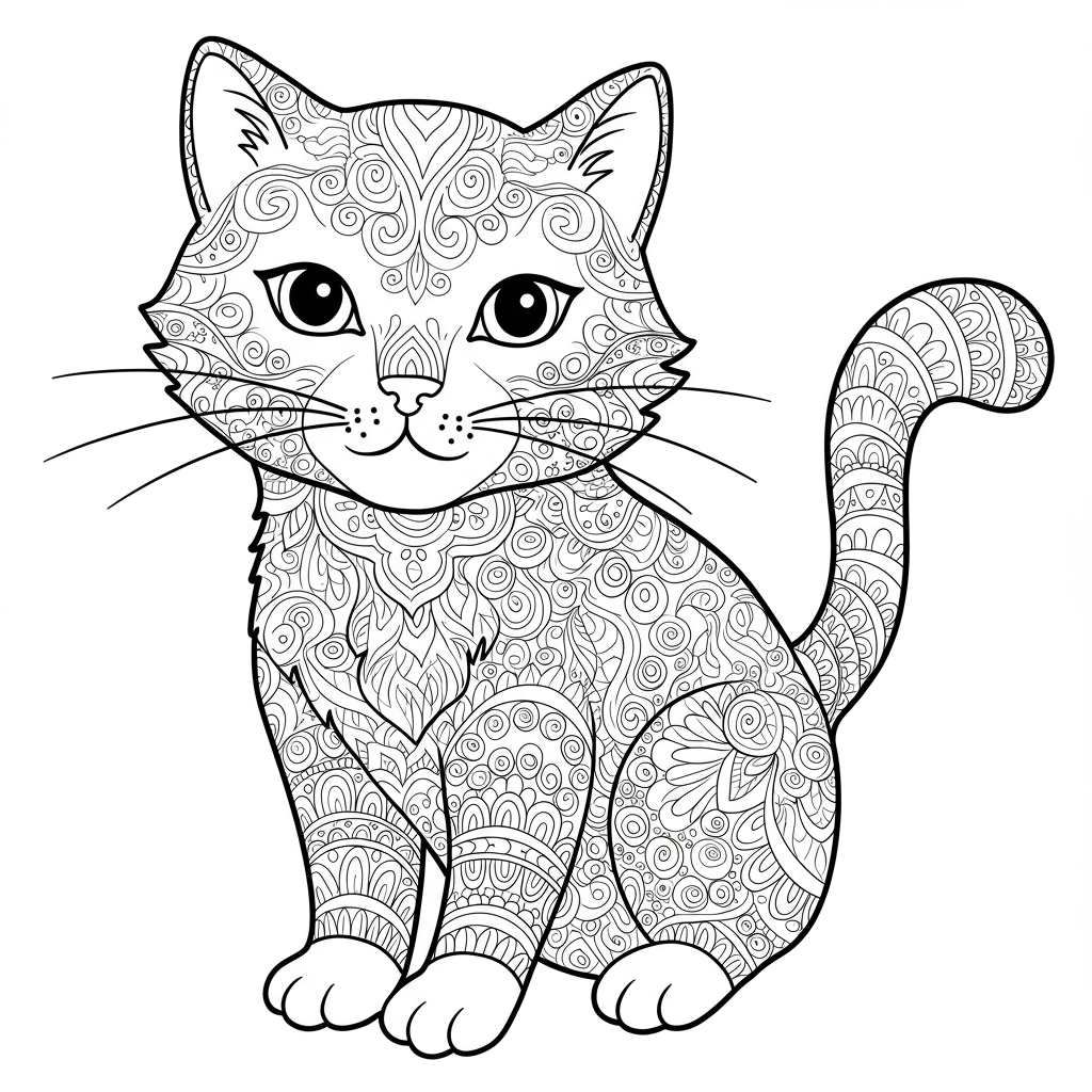 kitty pattern coloring page