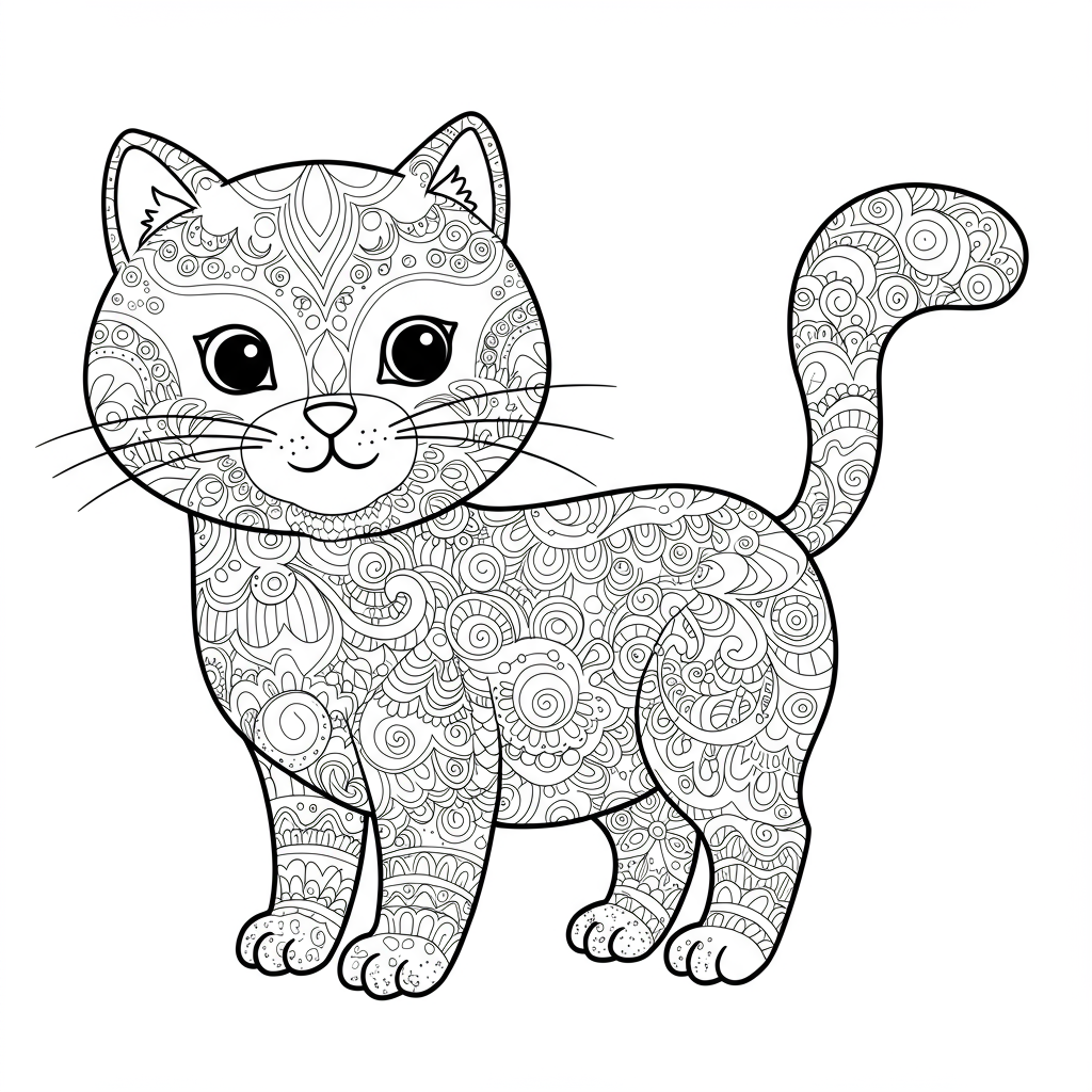 kitty pattern coloring page