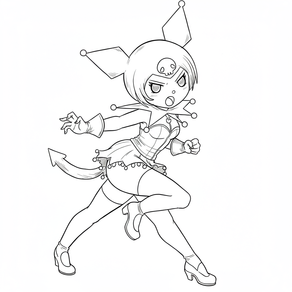 kuromi action coloring page