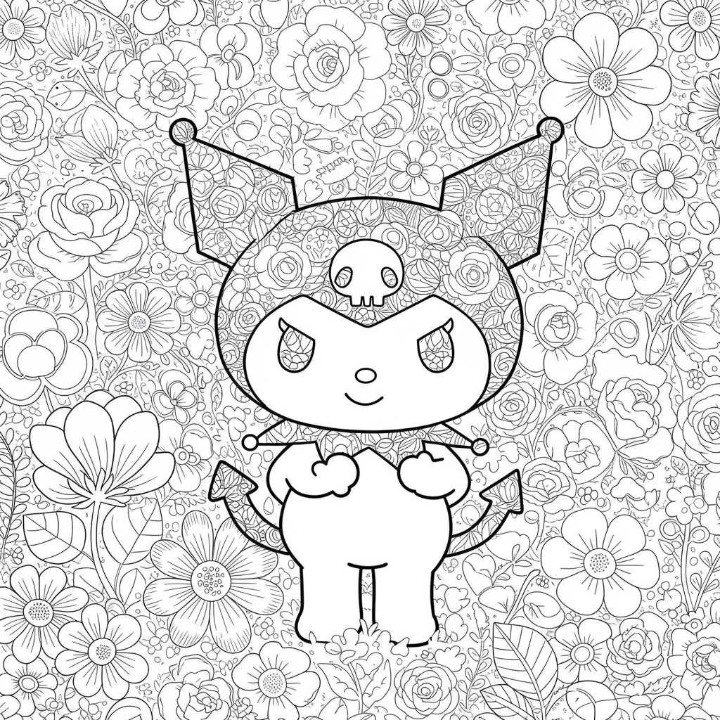kuromi flowers coloring page