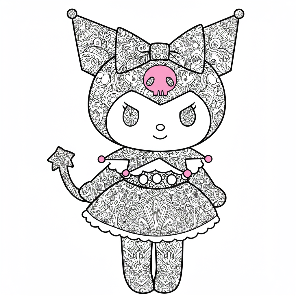 kuromi pattern coloring page