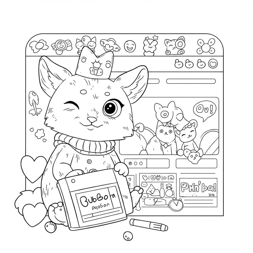 labubu  website cartoon coloring page