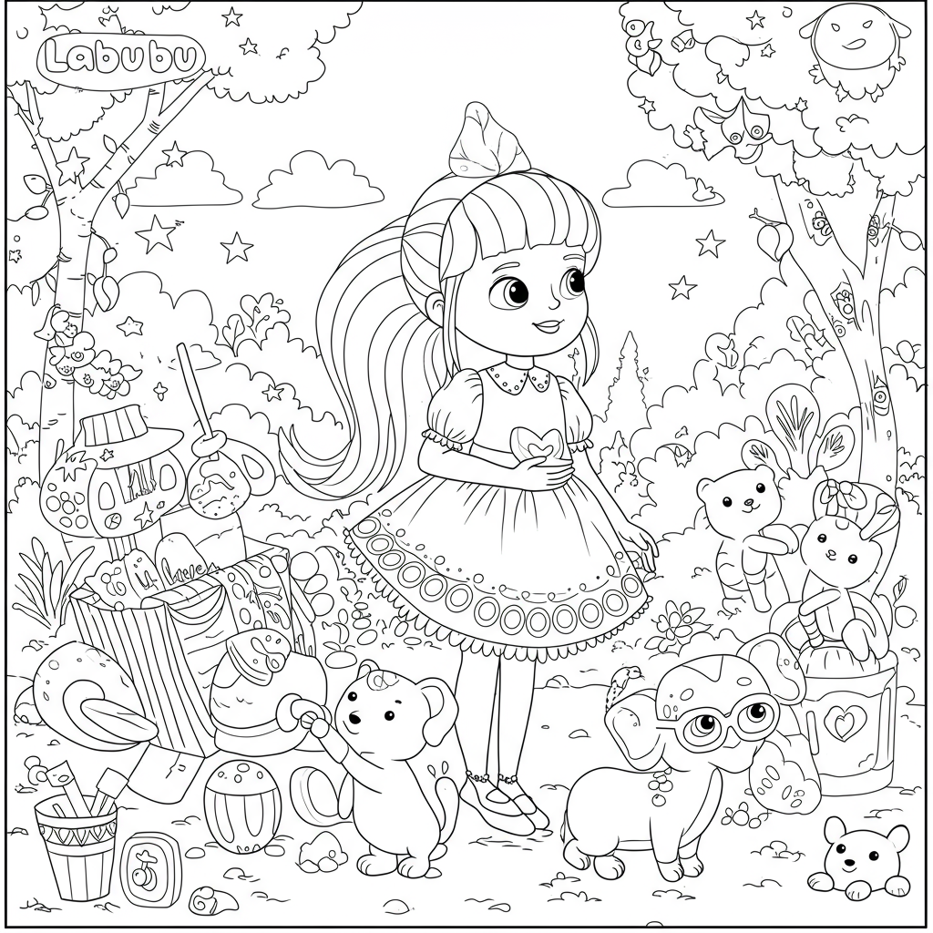 labubu  website easy coloring page