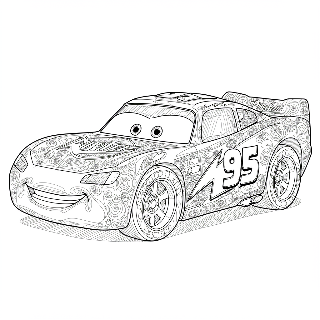 lightning mcqueen dekoratif boyama sayfası