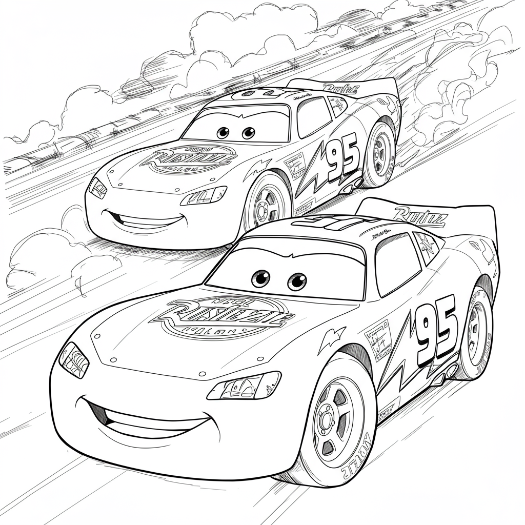 lightning mcqueen detaylı boyama sayfası