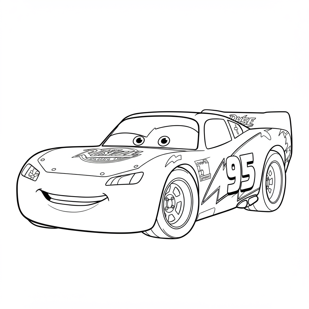 lightning mcqueen kolay boyama sayfası