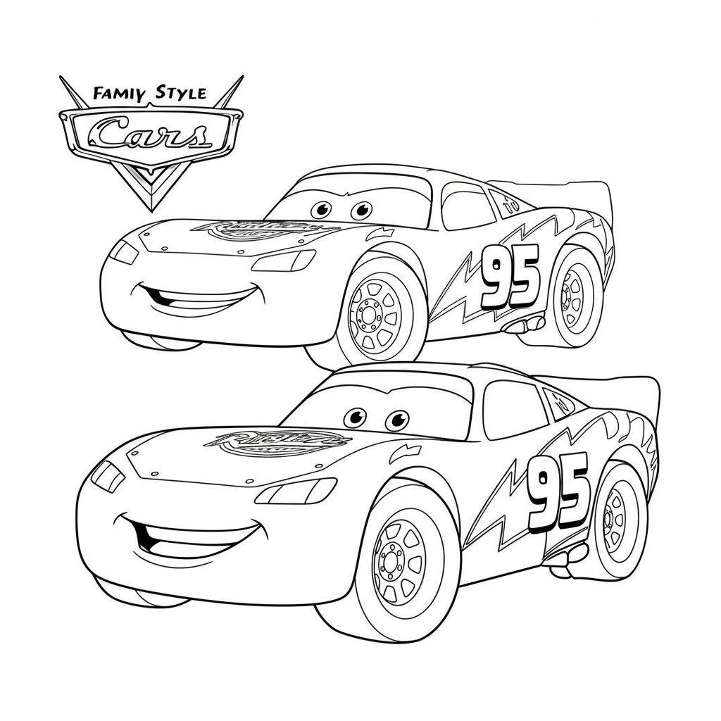 disegni da colorare di Saetta McQueen famiglia