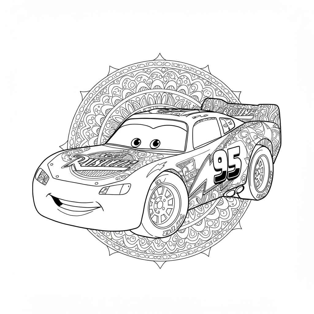 disegni da colorare di Saetta McQueen mandala